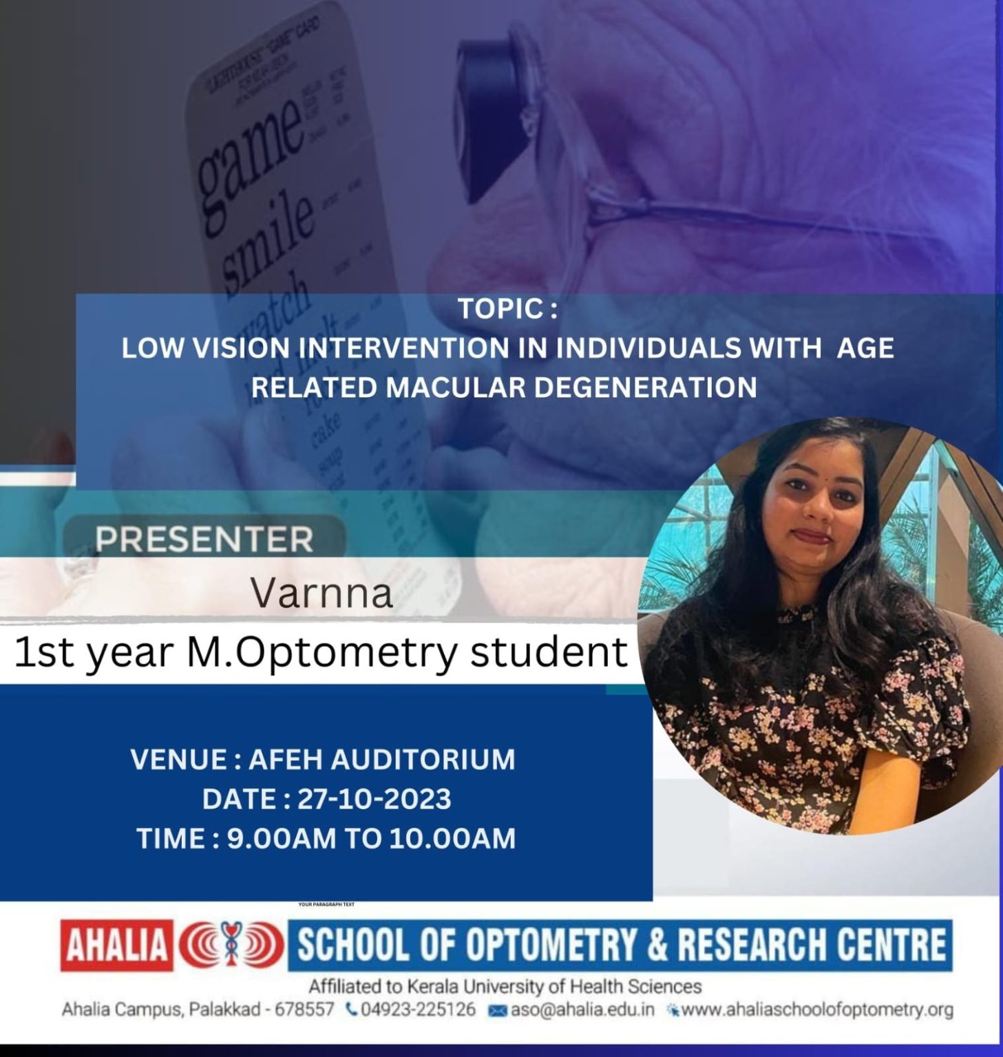 LOW VISION INTERVENTION IN INDIVIDUALS WITH AGE RELATED MACULAR ...