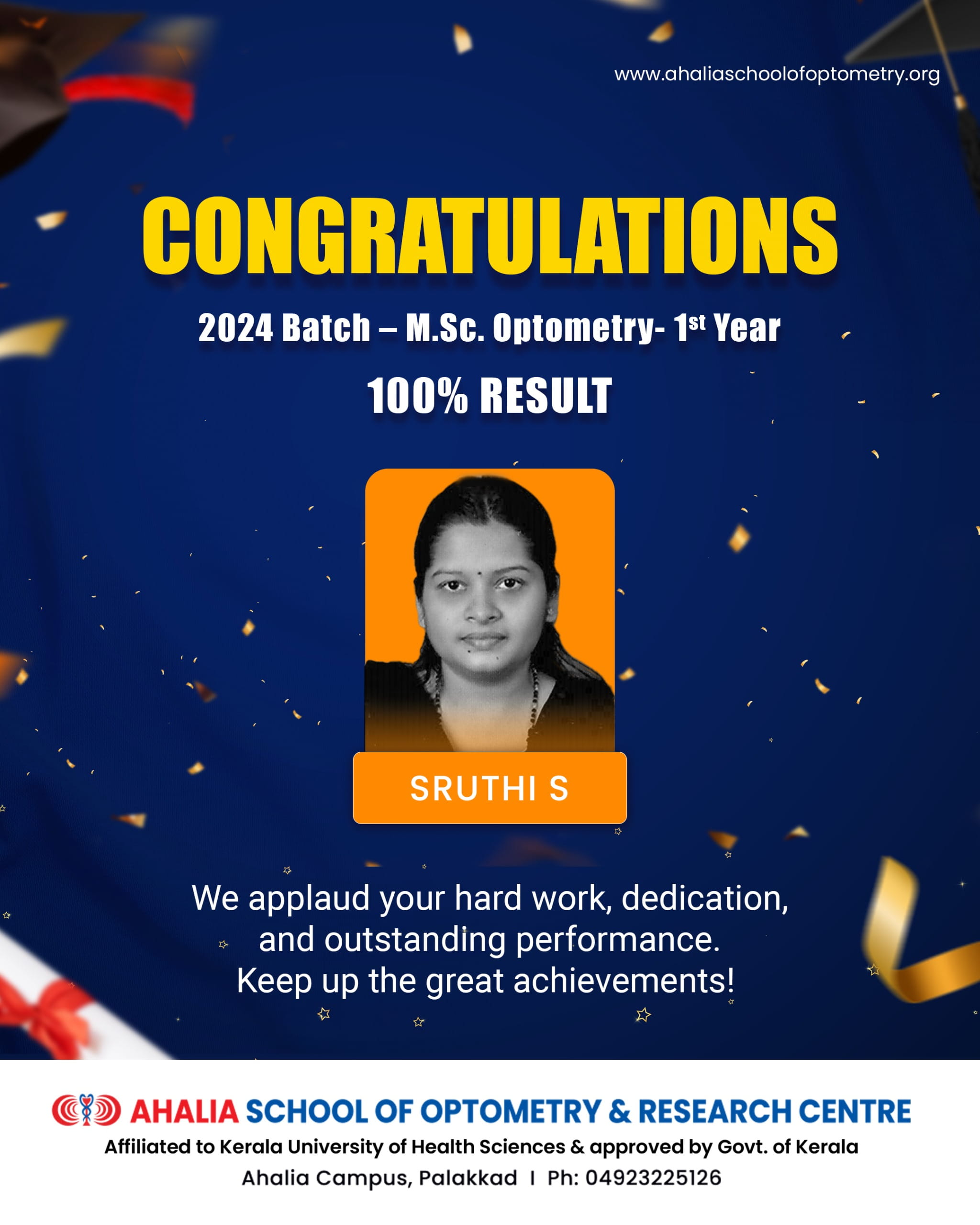CONGRATULATIONS - Ahalia School of Optometry & Research Centre